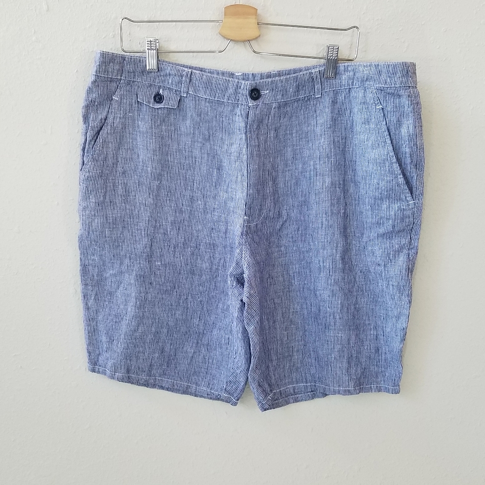 New TOSCANO Blue/White Stripe Linen Short